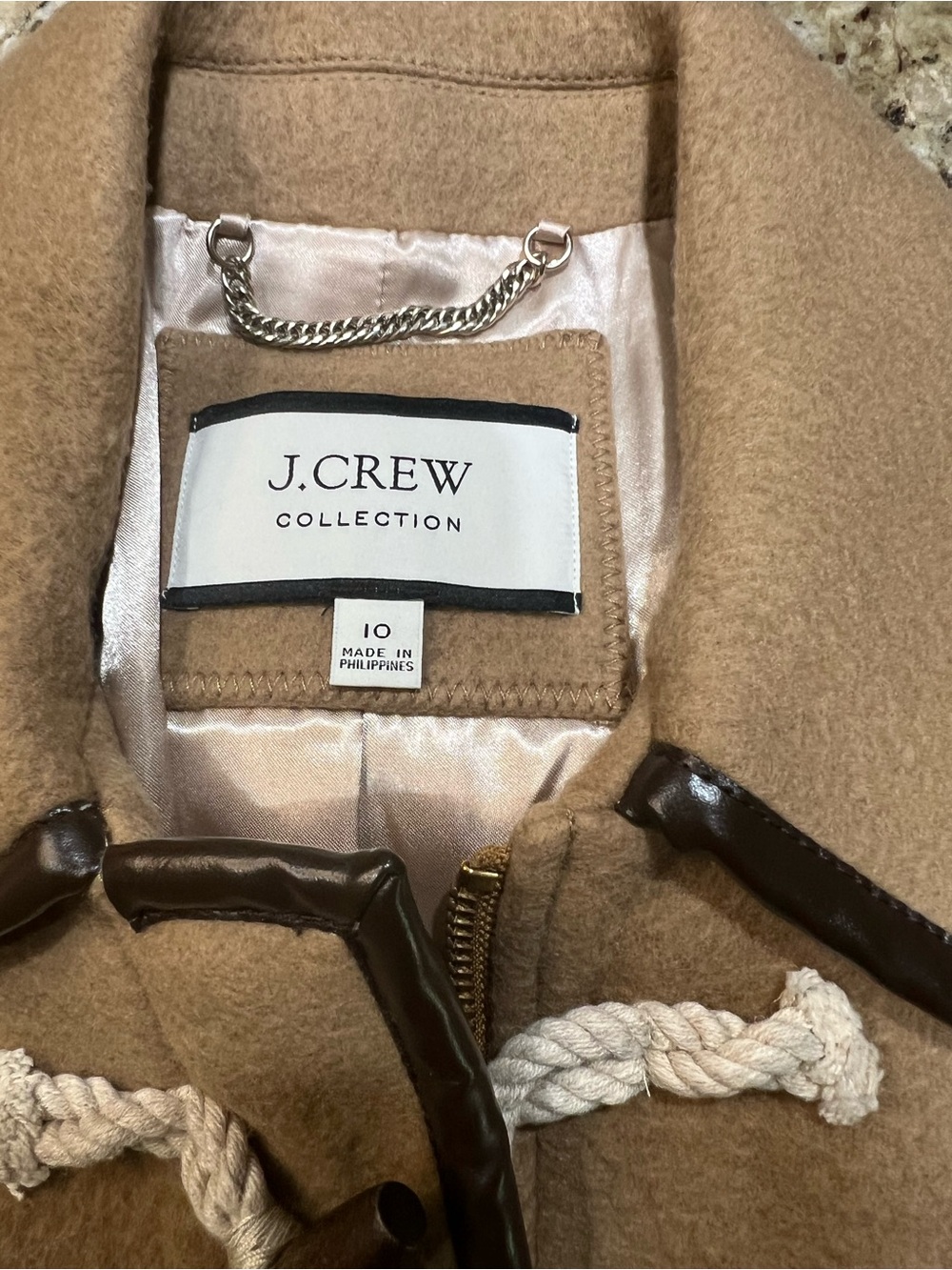 J. Crew Camel Wool/Cashmere Toggle Coat in Italian Wool with Dark Trim 10 - Picture 5 of 9